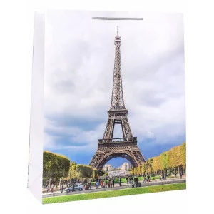 Пакет подарочный с глянцевой ламинацией 40x47x14 см  (XXL) Эйфелева башня в Париже, 157 г ППК-7484