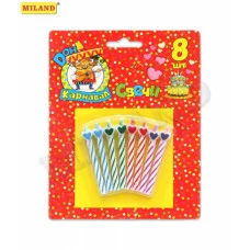 Свечи для торта "Сердечки" 8 шт С-1242