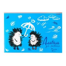 Альбом для рисования А4 24л. ЗАБАВНЫЕ ЁЖИКИ МИКС (24-9646) скрепка, мелов. обл. офсет 24-9646