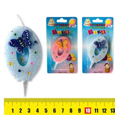 Свеча "Цифра 0 бабочки", 13*7 см, ассорти 9198-0 J.Otten 81931