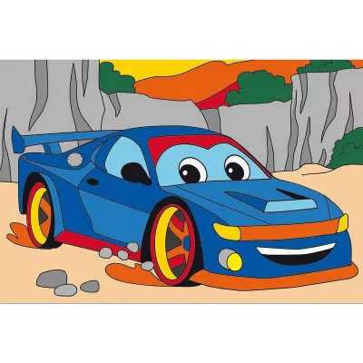 Холст мини 10х15 см по номерам. СИНИЙ СПОРТКАР (Арт. ХК-7838)