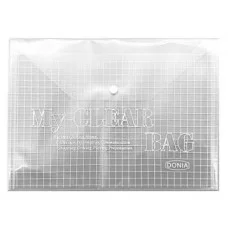 Папка с кнопкой А-4 DJ-399 "CLEAR" 31.7х23см, прозрачная тонированная в клетку, 332897