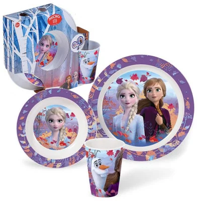 Набор пластиковой посуды из 3-х предметов для СВЧ (тарелка, миска, стакан). Холодное сердце 2 283962