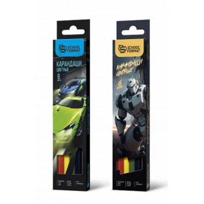 Набор цветн.каранд Schoolformat МИКС ДЛЯ МАЛЬЧИКОВ 6 цв. шестигран. корп. дерев. карт.уп. 247651