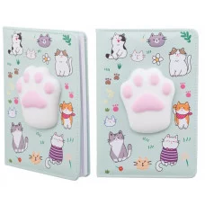 Блокнот детский: "ЛАПКА СКВИШ"; обложка мятного цвета с рисунком; объёмная фигура сквиш в виде лапки МС-7435