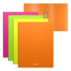 Папка на 2 кольцах пластиковая ErichKrause Matt Neon, 24мм, A4, ассорти 49973