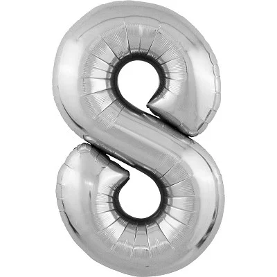 Шар Agura Slim серебро цифра 8 (40\'\'/102 см) 754580