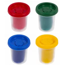 Пластилин-тесто для лепки BRAUBERG KIDS, 4 цвета, 200 г, яркие классические цвета, крышки-штампики, 106714