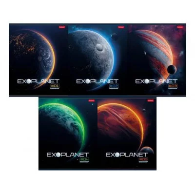 Тетрадь 80л А5ф клетка 65г/кв.м на скобе глян.ламин. серия -Exoplanet- ТК8381
