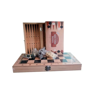 Игра 3 в 1 дерево нарды, шашки, шахматы 34х17х3.5 см AN02591