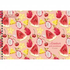 Альбом для рисования 40л Гребень мел картон твин лак многоуровневый конгрев 140г/м2 Экзотические фрукты АСК2Л402062