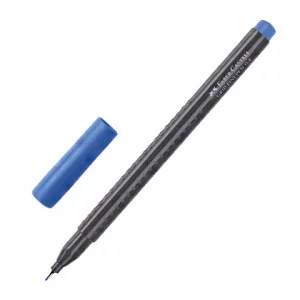 Ручка капиллярная FABER-CASTELL "Grip Finepen", СИНЯЯ, трехгранная, корпус черный, 0,4 мм, 151651 143317