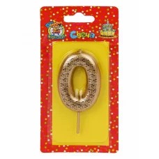 Свеча для торта Звёздочки, золотая Цифра 0 С-5984