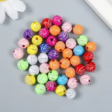 Бусины для творчества пластик "Шарик. Блестящая спираль" набор 20 гр d=1 см   9284067