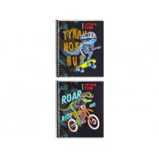 Тетрадь КЛЕТКА А5. 48л. ДИНОЗАВРЫ-ЭКСТРЕМАЛЫ-1 (48-1609) цв спир ТМ Collezione