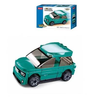 Конструктор пластиковый.SLUBAN.Автомобиль бирюзовый (57 дет.,в кор.).Арт. M38-B1067C