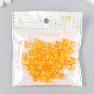 Бусины пластик "Кристалл многогранник. Янтарный" прозрачный набор 20 гр 1х1х1 см   9431102