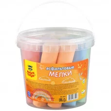 Мелки цветные для асфальта Мульти-Пульти, 14шт., 7цв., круглые, пластиковое ведро 321213