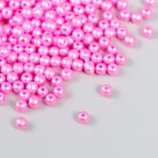 Набор бусин "Рукоделие" пластик, диаметр 4 мм, 25 гр, ярко-розовый 9527158