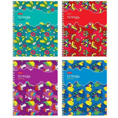 Тетрадь 80л А5ф клетка 65г/кв.м на гребне 4 диз.серия -Цветочная фантазия- ТК8409