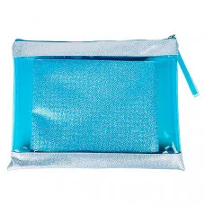 Папка для тетрадей на молнии сверху А4+А5 ГОЛУБАЯ (ПТ-5898) ПВХ ПТ-5898