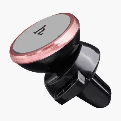 Держатель автомобильный HOCO CA3 для смартфона пластик воздуховод магнит чёрный серая вставка 6957531031635