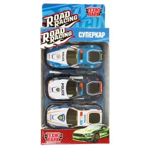 Машина металл ROAD RACING набор СУПЕРКАР 7 см, 3 шт,в ассорт инерц Технопарк 378854