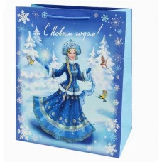 Dream cards Пакет подар. с мат.лам. и глит. 26 4х32 7х13 6 см (L) Снегурочка 190г ППК-2337