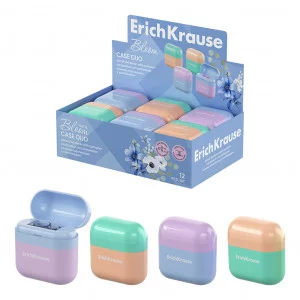 Точилка пластиковая ErichKrause Case Duo Pastel Bloom с контейнером ассорти, 1шт 59989