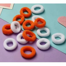 Резинка для волос "Махрушка спорт" (набор 100 шт) 2см оранжево-белый 9732061
