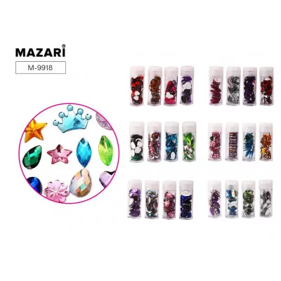 Набор декоративных акриловых страз COLORS, ассорти 4 вида в комплекте, ПВХ-упаковка. 6 разновиднос