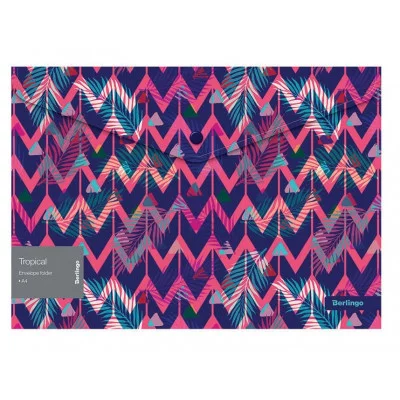 Папка-конверт на кнопке Berlingo "Tropical" А4, 180мкм, с рисунком 327125