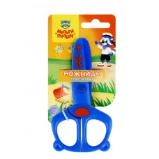 Ножницы детские пластиковые Мульти-Пульти "Приключения Енота, Енот" 12см, синий, трай-ми кард с европодвесом 348456
