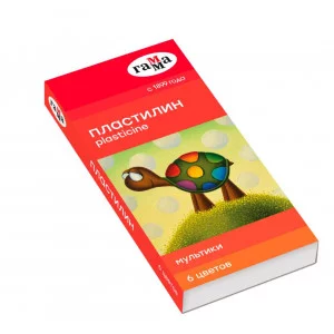 Пластилин Гамма "Мультики", 06 цветов, 120г, со стеком, картон. упаковка 262529
