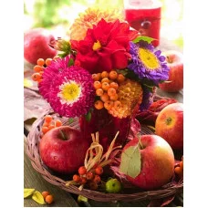 Палитра. Холст с краск. 40х50 см по ном. в пленке. Наливные яблоки ягодами и цветами (Арт. Х-7276) Х-7276