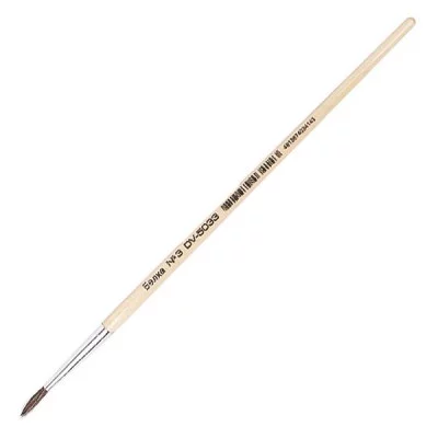 Кисть ученическая круглая белка 03 лакированная ручка DARVISH DV-5033 212217