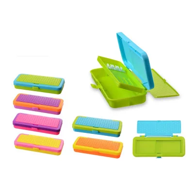 Пенал M-6277 с двумя отделениями PERSY, 19,2*7 см, жесткий пластик, ассорти 6 цветов, ОПП-упаковка
