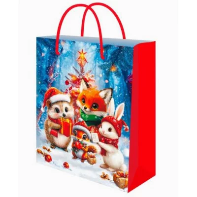 Optima Пакет подарочный с глянц.лам. 18х23х8 см (M) Лесные друзья 128г ППК-2316