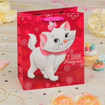 Пакет подарочный "С Днем рождения, чудесная девочка!", Коты аристократы, 31х40х11,5 1931162