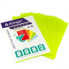 Бумага цветная для офиса А4, 50л. Неон Зеленый Alingar, 80г/м2, AL6743