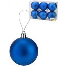 Набор новогодних матовых ёлочных шаров "Синий бархат" 6 см  (6 шт.) НУ-6997