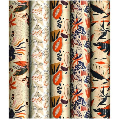 Упаковочная бумага 1шт крафт 70*100см, ArtSpace "Тропический стиль", 70г/м2, ассорти 5 дизайнов 324390