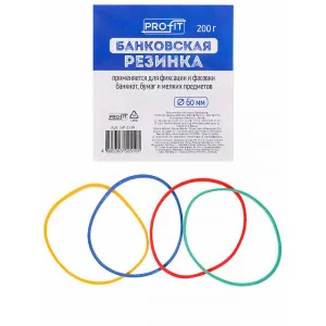 Банковская резинка 60мм цветная Profit 200г в упаковке БР-2519