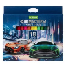 Фломастеры 18цв "Дрифт" смываемые вент колп карт упак  HATBER-ECO_ FP_089908 232456