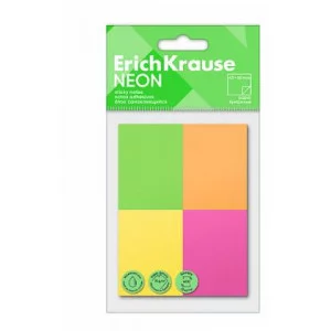 Блок самоклеящийся бумажный ErichKrause Neon, 40х50 мм, 400 листов, 4 цвета 61712