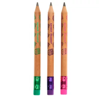 Карандаш чернографитный корпус дерев. Каляка-Маляка ДЖАМБО НВ с ластиком заточенный круглый тубус принт на корпусе 220887