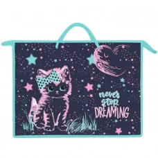 ПР 3 -20 Розовый котёнок - папка для рисования А3 на молнии