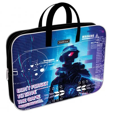 Папка текстильная на молнии ErichKrause с ручками Cyber Game, A4+ 60240