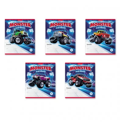 Тетрадь 18л линейка мелов "Monster Car" ассорти (5диз) ERICH KRAUSE 49204 022950