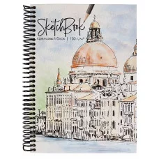 Скетчбук А5 64л. АРХИТЕКТУРА АКВАРЕЛЬЮ - 1 64-6853 7БЦ на спирали глянц. ламинация